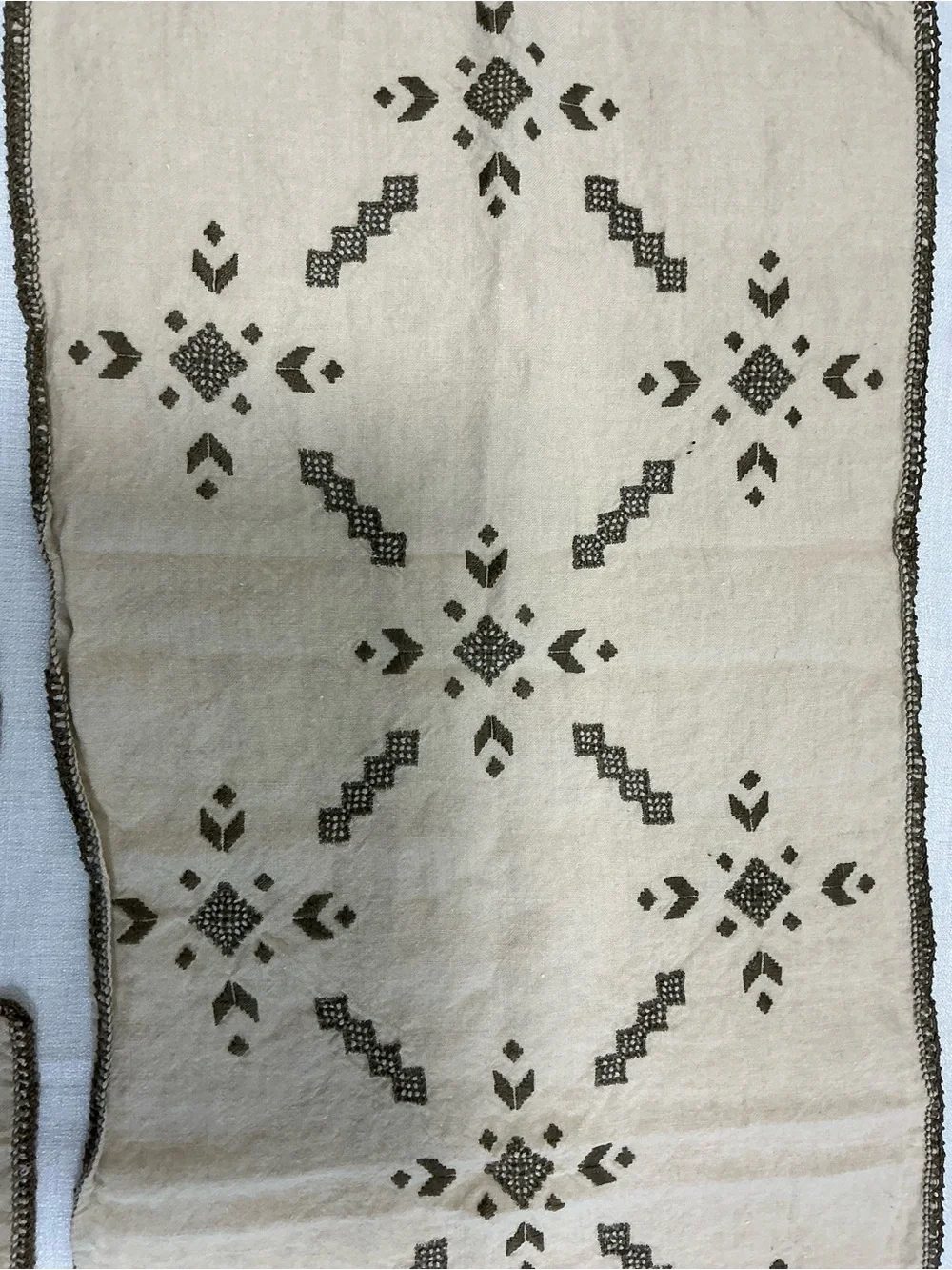 VTG Hand Woven Linen Runner Coasters Set Hardanger Ukrainian Folk Art Embroidery